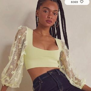 Free people butterfly sleeve crop top
